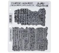 Stampers Anonymous Art Gone Wild Ledger Script Cling Stamp Set, Grey,7" by 8.5"