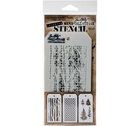 Stampers Anonymous MTS021 Tim Holtz Mini Layered Stencil Set, Multi-Colour, Pack of 3