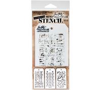 Stampers Anonymous MTS023 Tim Holtz Mini Layered Stencil Set, Multi-Colour, Pack of 3