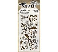 Stampers Anonymous Plastic Tim Holtz Layered Stencil 4.125-inch x 8.5-inch, Festive
