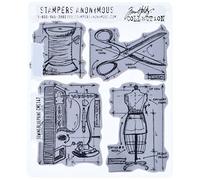 Stampers Anonymous Tim Holtz Cling Mounted Stamp Sets Sewing Blueprint Rubber Stamp