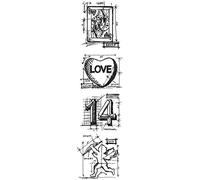 Stampers Anonymous Tim Holtz Mini Blueprints Strip Cling Rubber Stamps 3-inch x 10-inch, Valentine