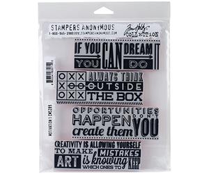 Stampers Anonymous Tim Holtz Motivation 1 Cling Rubber Stamp Set, Multicoloured