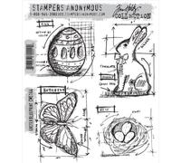 Stampers Anonymous Tim Holtz Stamps Easter Blueprint Rubber Stamp