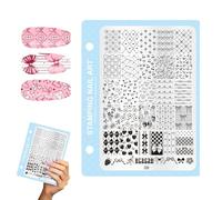 Stamping Plates - Manicure Tip Art Press Molds | Stainless Steel Nail Design Stamp Transfer Template with Lace and Bow Patterns for Creative Printing | Accessories - Salon Home Practice Weddi
