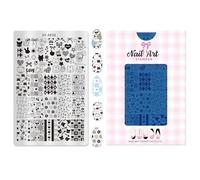 Stamping Tool for Nails with Multiple Patterns Geometric Grid and Moon Flower Pattern - Steel Stamp Plate for Manicure Party Manicure Stamp Accessories