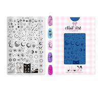 Stamping Tool for Nails with Multiple Patterns Geometric Grid and Moon Flower Pattern - Steel Stamp Plate for Manicure Party Manicure Stamp Accessories