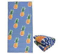 stampringt Extra Large Cute Blue Stripe Pineapple Beach Towels for Adult, Big Oversized Thick Microfiber Terry Cloth Sandproof Quick Dry 30 x 60