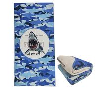 stampringt Extra Large Cute Camo Shark Beach Towels for Adult Boys, Big Oversized Thick Microfiber Terry Cloth Sandproof Quick Dry 30 x 60
