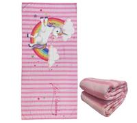 stampringt Extra Large Cute Pink Stripe Unicorn Beach Towels for Adult Girls, Big Oversized Thick Microfiber Terry Cloth Sandproof Quick Dry 30 x 60