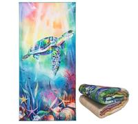 stampringt Extra Large Cute Sea Turtle Tie Dye Beach Towels for Adult Girls, Big Oversized Thick Microfiber Terry Cloth Sandproof Quick Dry 30 x 60