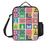 Stamps with The Union Jack Lunch Bag Portable Lunch Box Cooler Bags Container Tote Bag for Women Men