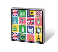 Stamps with The Union Jack Square Badge Funny Button Pins Brooch