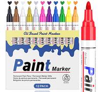 STANBLUE 12 Colors Paint Pens Paint Markers, Permanent Waterproof Paint Pen Oil Based Paint Marker Pens Set for Rocks Painting, Metallic Wood Fabric Plastic, Canvas Glass Mug, DIY Craft