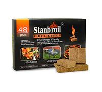 Stanbroil 48 pcs Squares Natural Charcoal Fire Starters Super Fast Lighting Perfect for Barbecue Grills, Smokers, Wood Stove,Campfires and Outdoor Fireplaces