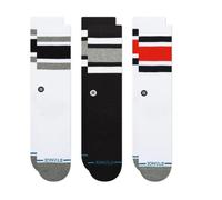 STANCE BOYD 3 PACK CREW SOCKS.MULTI STRIPED PATTERN CUSHIONED ARCH SUPPORT W25