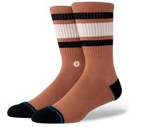 Stance Boyd Crew Socks Dark Roast Brown Striped Cushioned Calf Socks Medium