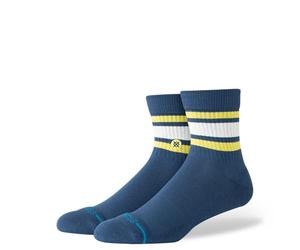 Stance Boyd Quarter Socks Deep Teal Striped Patterned Ankle Socks Medium