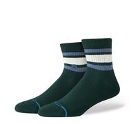 STANCE BOYD QUARTER SOCKS.STRIPED PINE GREEN PATTERN ARCH SUPPORT CUSHIONED W25