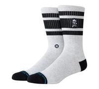 Stance Boyd Skull Crew Socks Grey Black Striped Cushioned Calf Socks Large