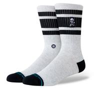 Stance Boyd Skull Crew Socks Grey Black Striped Cushioned Calf Socks Medium