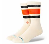 STANCE BOYD CREW SOCKS.STRIPED TOMATO CREAM PATTERN ARCH SUPPORT CUSHIONED W25