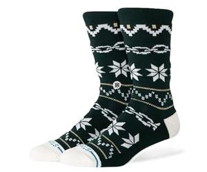 Stance Break The Season Crew Socks Pine Black Patterned Calf Socks Large