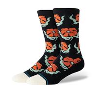Stance Broadcast Crew Socks Black Floral Patterned Calf Medium