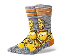 STANCE C3P0 CREW SOCKS.STAR WARS GOLD GREY STRIPED CUSHIONED UK 6-13 C3PO S25
