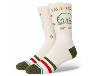 STANCE CALIFORNIA REPUBLIC 2 CREW SOCKS.NEW WHITE BEAR CUSHION ARCH SUPPORT W26