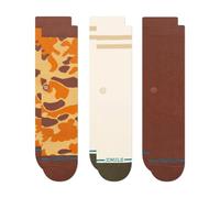 Stance Camo Crew 3 Pack Socks Brown Multi Patterned Striped Calf (UK, Alpha, L, Regular, Regular)
