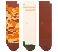 Stance Camo Crew 3 Pack Socks Brown Multi Patterned Striped Calf (UK, Alpha, M, Regular, Regular)