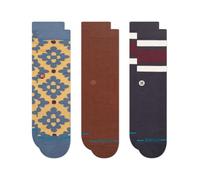 Stance Ceramic 3 Pack Crew Socks Patterned Striped Multi Cushioned Calf (UK, Alpha, L, Regular, Regular)