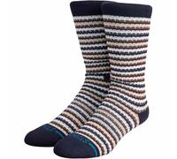 Stance Chiclets Waffle Knit Crew Socks Navy Blue Striped Calf Socks Large