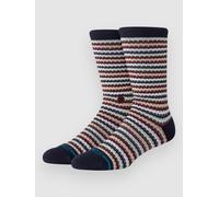 Stance Chiclets Waffle Knit Crew Socks Navy Blue Striped Calf Socks Large