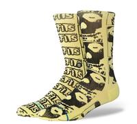 Stance Collection Crew Socks Misfits Yellow Punk Rock Patterned Calf Large