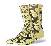 Stance Collection Crew Socks Misfits Yellow Punk Rock Patterned Calf Large