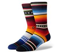 Stance Men's Crew Sock Curren - Striped, Cushioned, Arch Support - Red, Medium