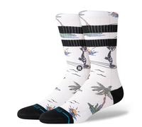 Stance Kool Katz Surf Crew Socks Canvas White Cats Patterned Calf Medium