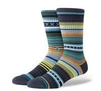 Stance Curren Crew Socks Deep Teal Striped Multi Cushioned Calf Socks