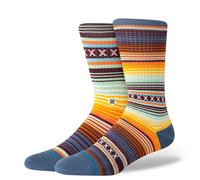 STANCE CURREN CREW SOCKS.SEA BLUE MULTI STRIPED PATTERN CUSHION UK 6 - 13 W25