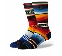 Stance Men's Crew Sock Curren - Striped, Cushioned, Arch Support - Red, Medium