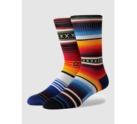 Stance Men's Crew Socks Curren – Striped, Arch Support, Cushioned – Red, Large