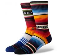 Stance Men's Crew Sock Curren - Striped, Cushioned, Arch Support - Red, Medium