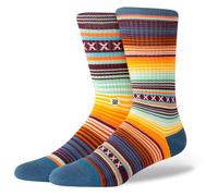 Stance Curren Crew Socks Sea Blue Striped Patterned Multi Calf Medium