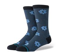 Stance Digital Daisy Crew Socks Black Blue Floral Cushioned Calf Socks Large