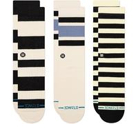 Stance Fred 3 Pack Crew Socks Multi Black White Striped Patterned Calf Medium