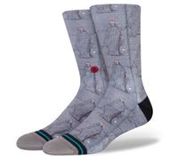 Stance Happy Holideath Crew Socks Grey Patterned Christmas Santa Calf Medium