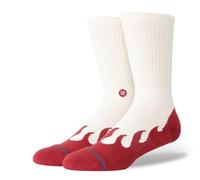 Stance Heating Up Crew Socks Red White Flame Fire Calf Socks Large