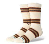 Stance Hill Top Crew Socks Canvas White Striped Patterned Calf Large